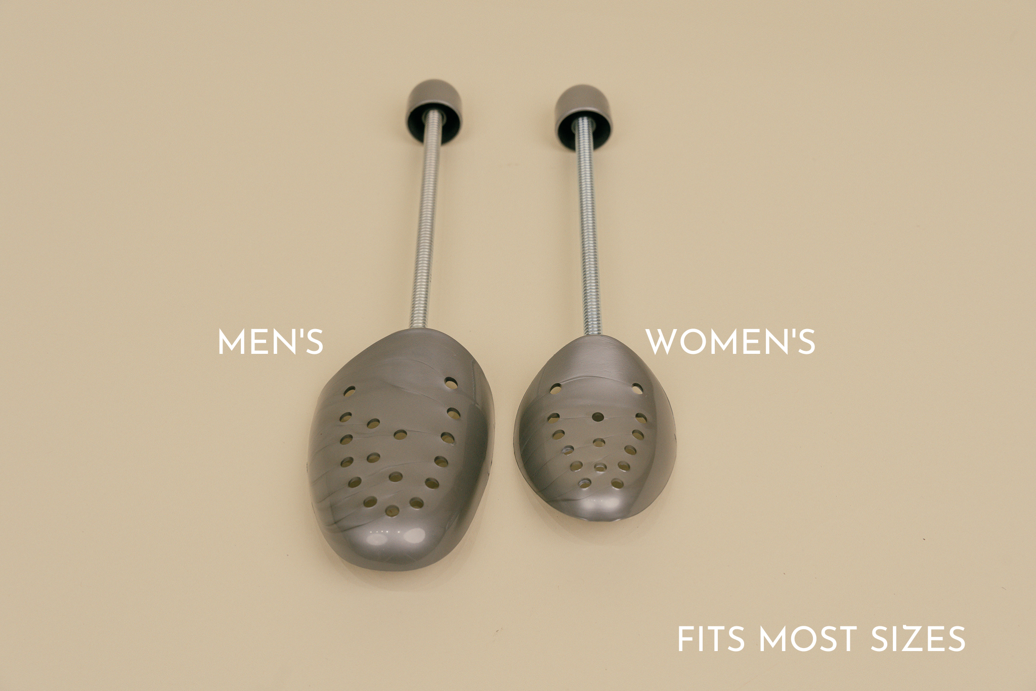 Brillaré plastic lightweight spring loaded shoe trees for sneakers and shoes. Made in Italy comparison between men's and women's sizes 1
